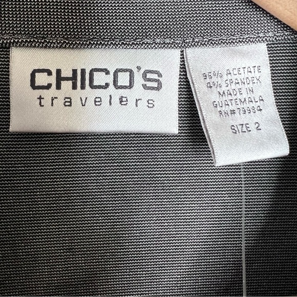 CHICOS TRAVELERS COLLECTION WOMENS SPARKLY DARK GRAY OPEN FRONT CARDIGAN Sz 2 - Picture 10 of 12